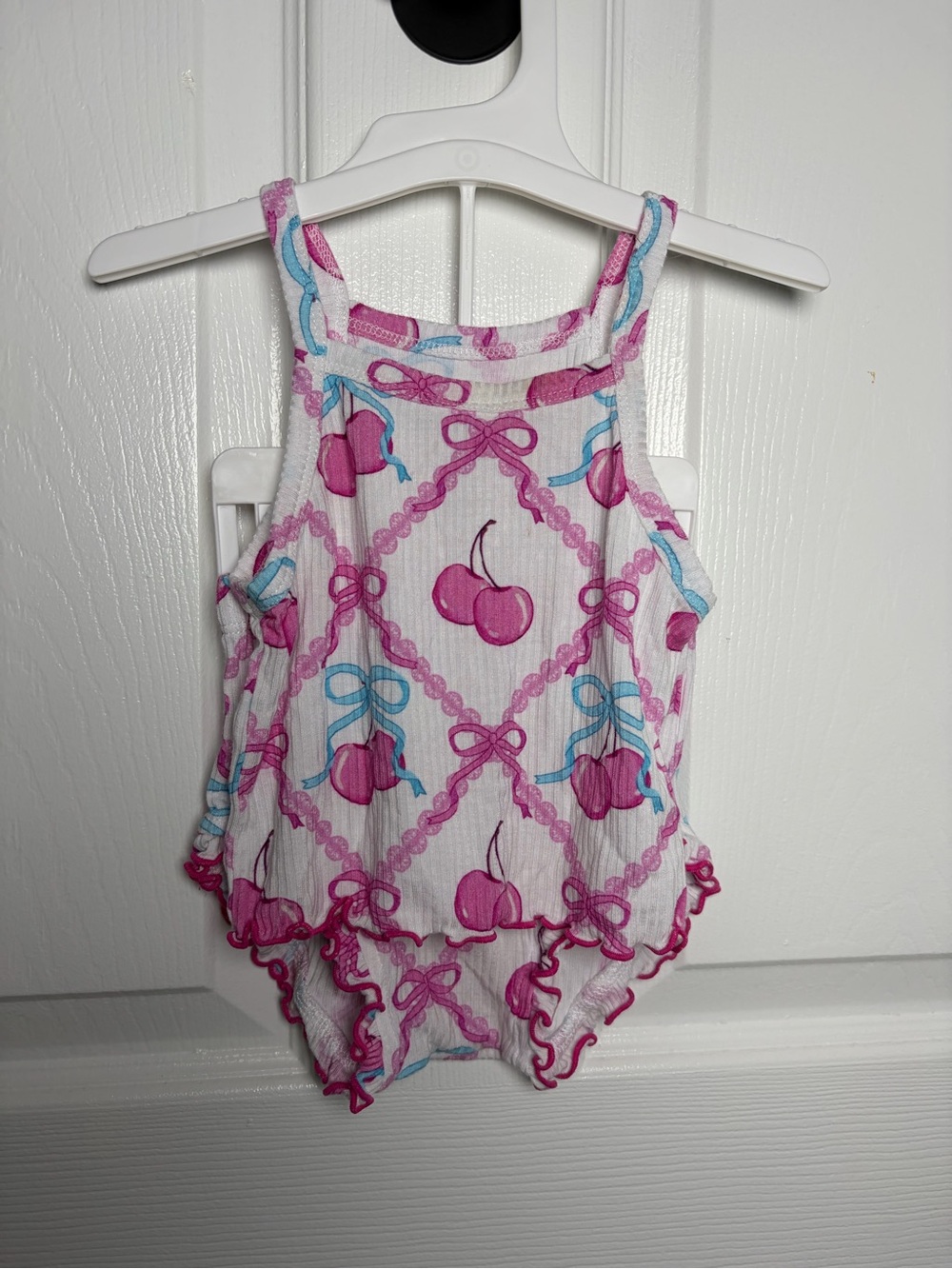 Posh Peanut Amarena Cherry Bow Tank Ruffle Bummies Set 6-12M